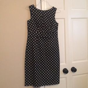 Navy and white polka dot dress